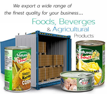 We do a wide range of canned seafoods, cannd foods, canned fruits and vegetables, fruits juice and other beverages and agricultural products.